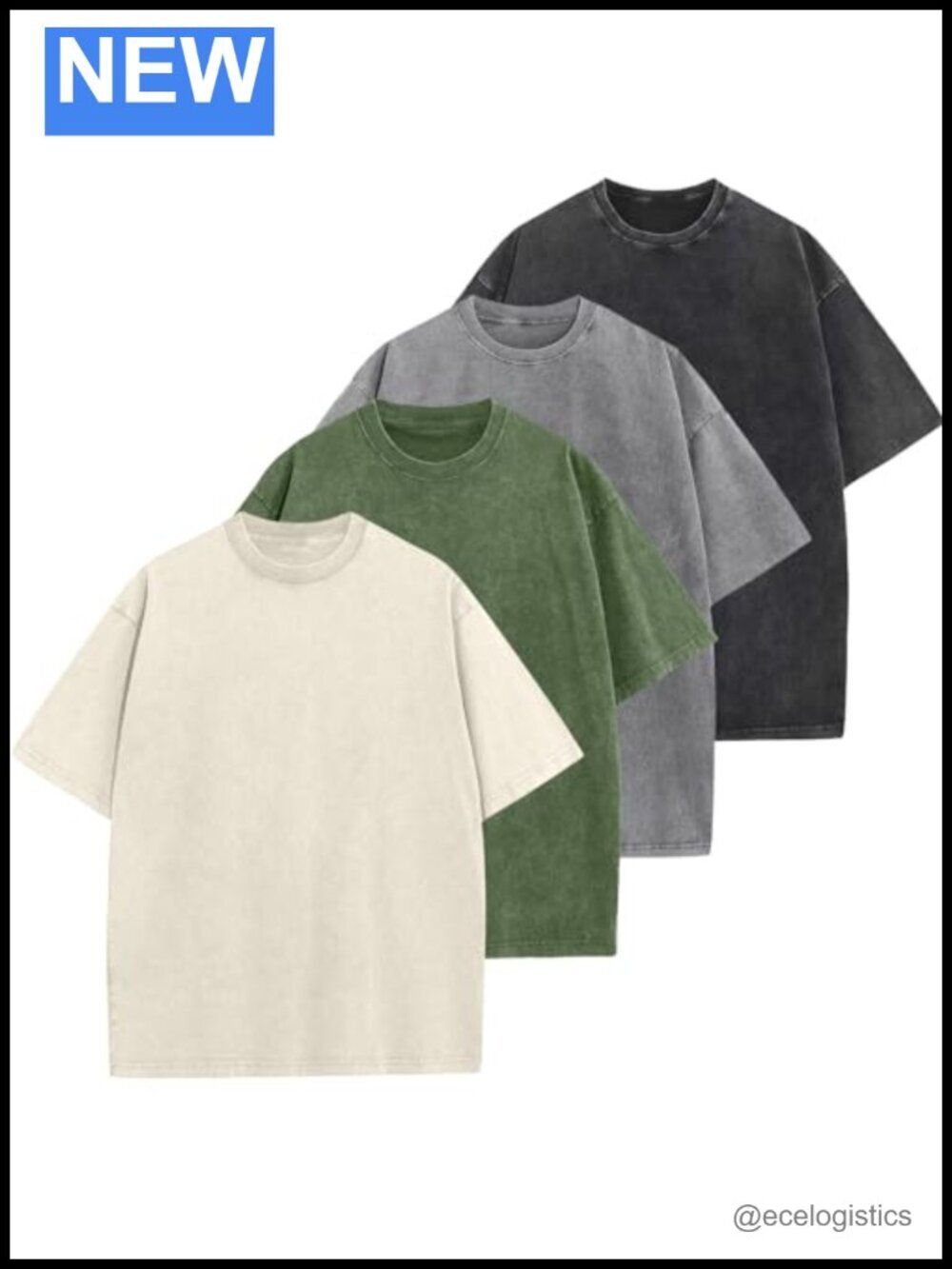 Oversized Cotton T-Shirts Loose Fit Vintage Washed Tee Crewneck Streetwear